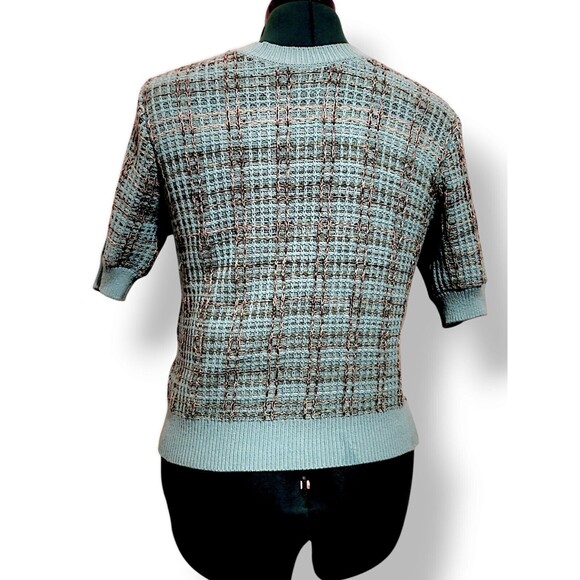 Ann Taylor Top Womens 8 BlueTweed Plaid Cluless Boatneck Pullover Sweate… - Picture 6 of 6